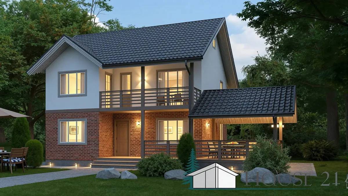 Hauses in Holzrahmenbau. Architektur Pläne.