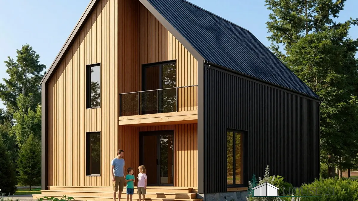 Bauplan Haus. Hauses in Holzrahmenbau.